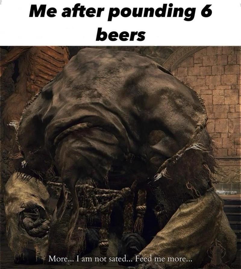 Me after pounding 6 beers More... I am not sated... Feed me more...
