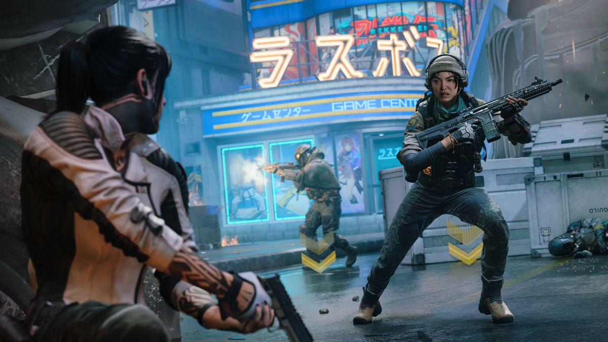 Call of Duty Black Ops 7 beta: Key art of a soldier crouched behind a barricade.