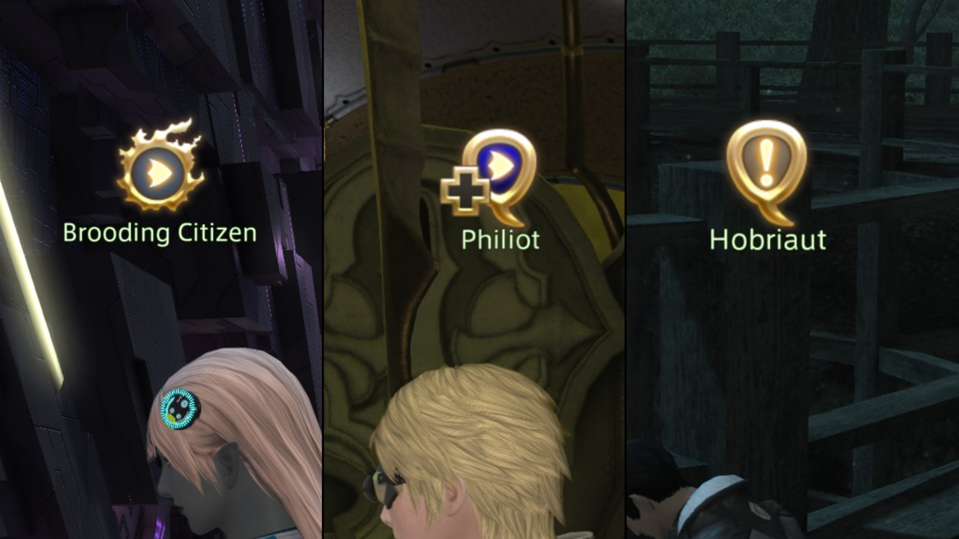 Different quest icon types in Final Fantasy 14.
