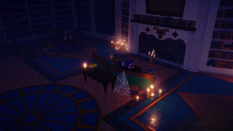 Lumiere in the dark in the Beast's Castle in Disney Dreamlight Valley