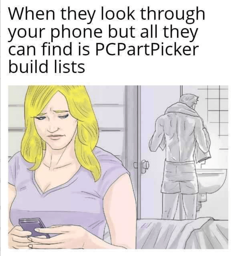 When they look through your phone but all they can find is PCPartPicker build lists.