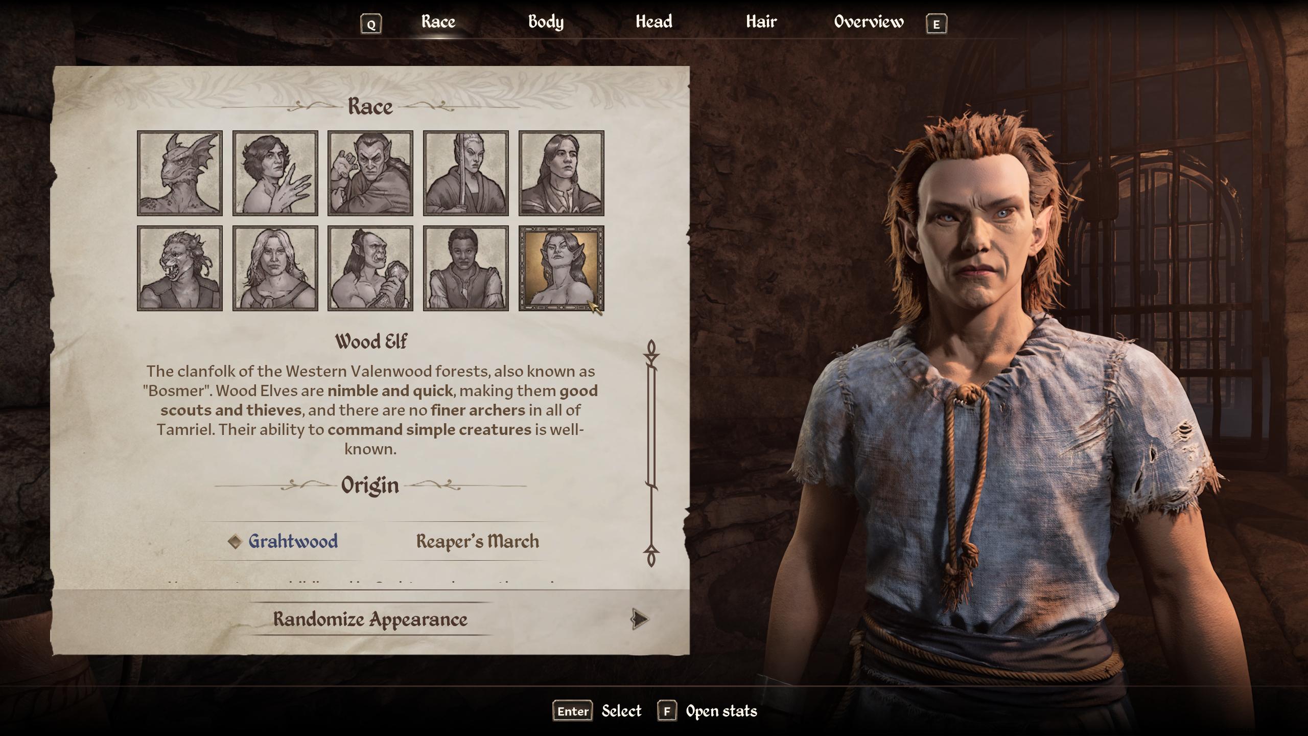 Best Oblivion races and origins - The default Wood Elf male character in the character creator.
