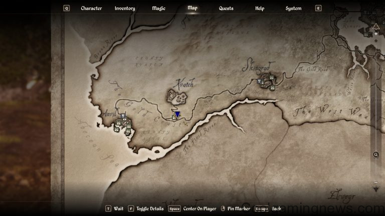 Oblivion A Wound in Time - A map showing the location of Ilav outside Kvatch.