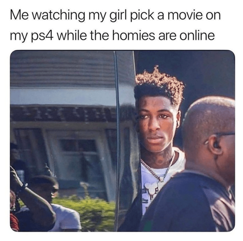 So Close Yet So Far Me watching my girl pick a movie on my PS4 while the homies are online