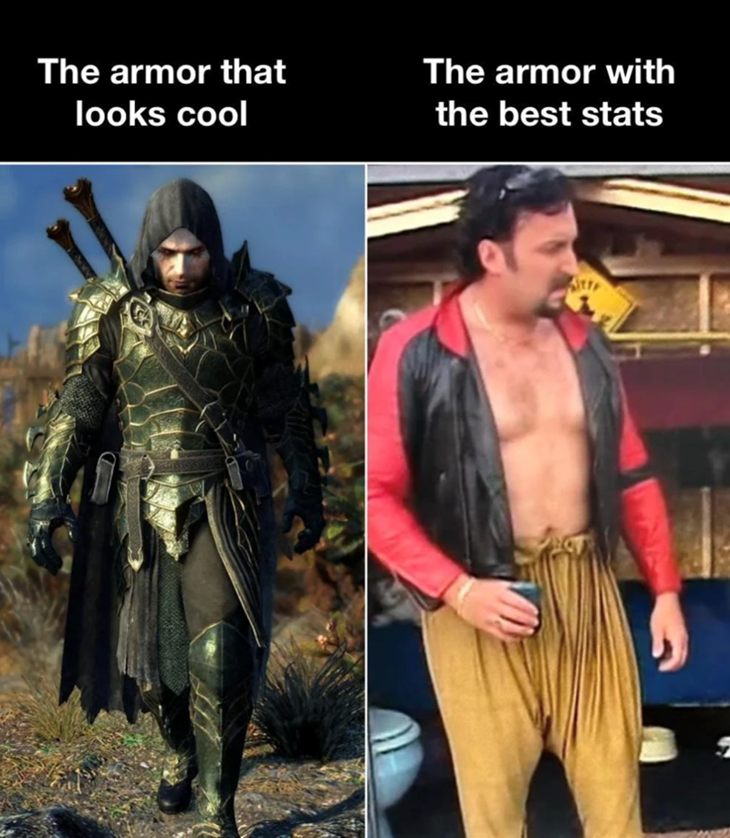 The armor that looks cool The armor with the best stats