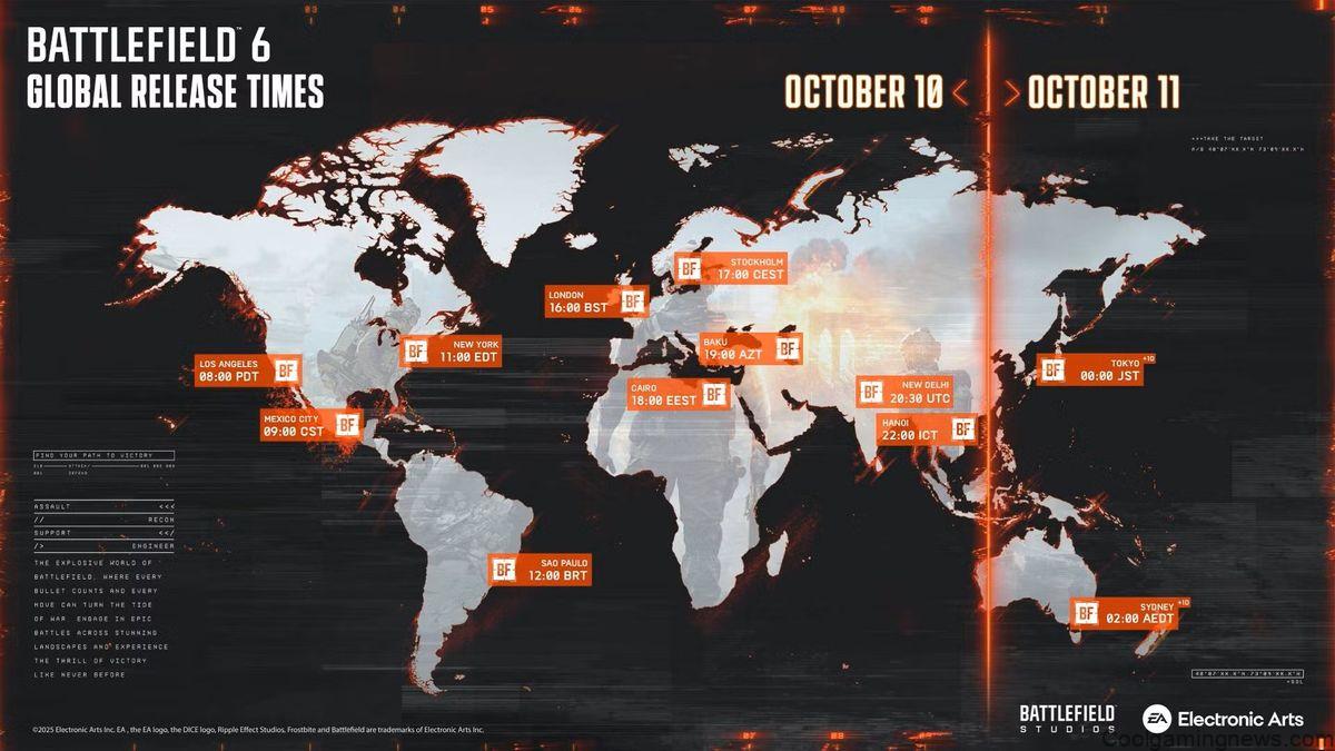 Battlefield 6 release times