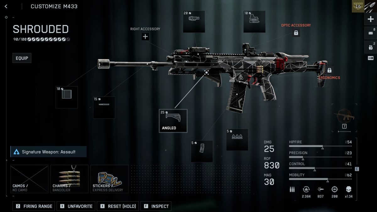 Battlefield 6 M433 loadout: A build for the gun in the customisation menu.