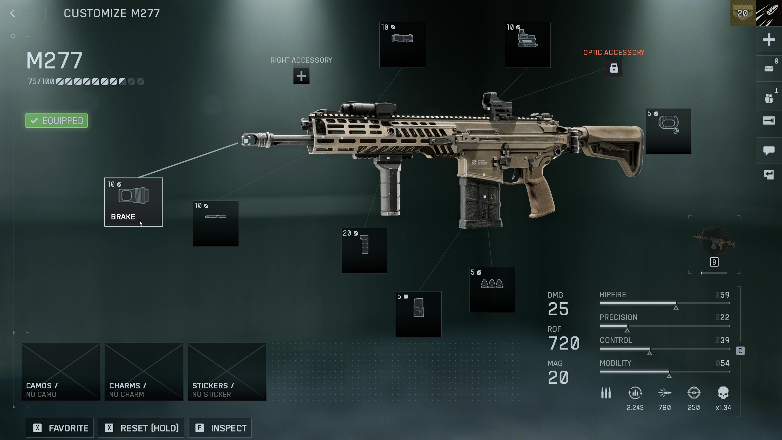 Battlefield 6 M277 loadout: An M277 build in the customization screen, showing the equipped attachments.