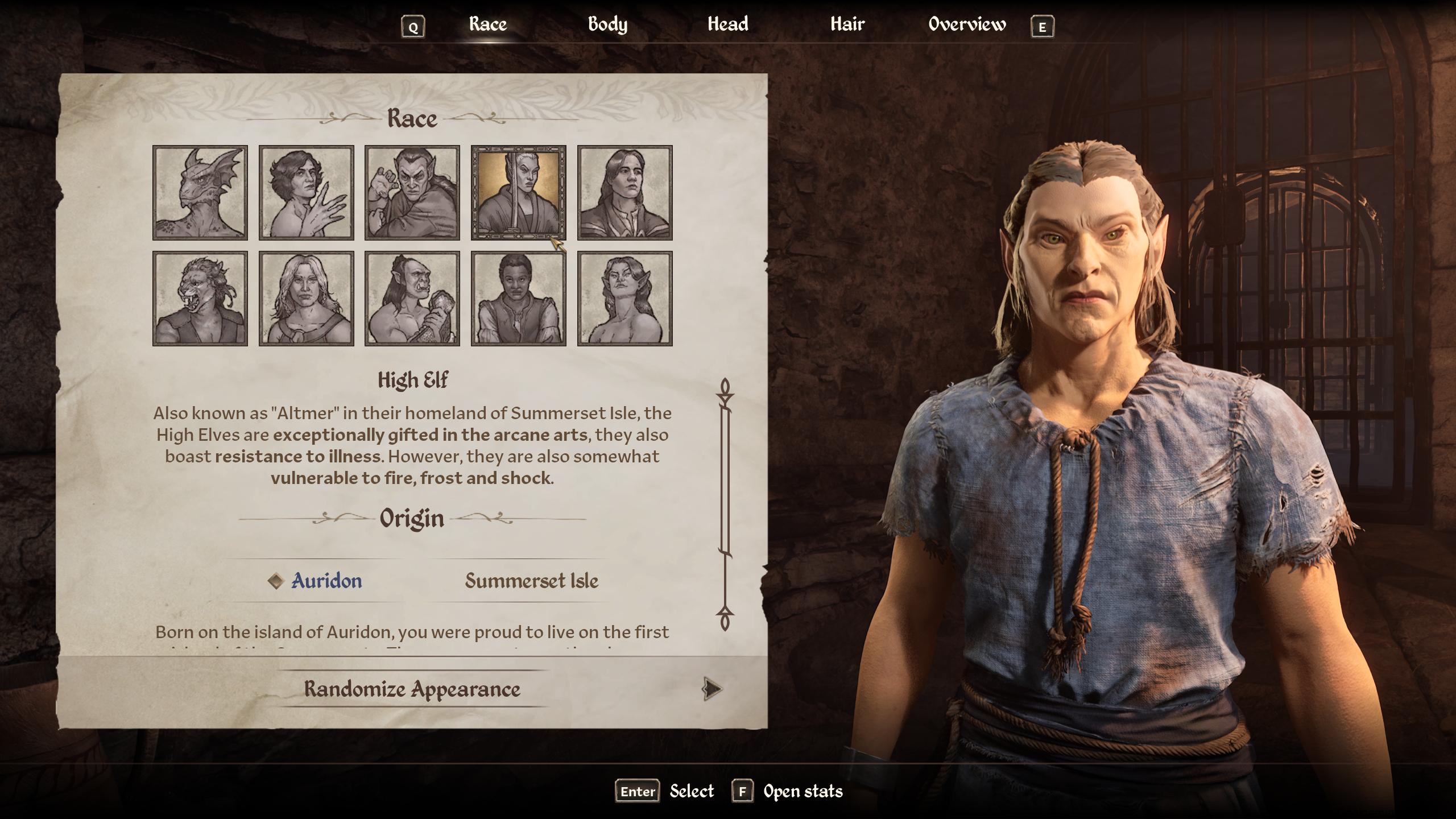 Best Oblivion races and origins - The default High Elf male character in the character creator.