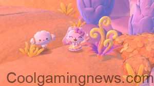 Hello Kitty Island Adventure a character stood next to Cogimyun in Wheatflour Wonderland