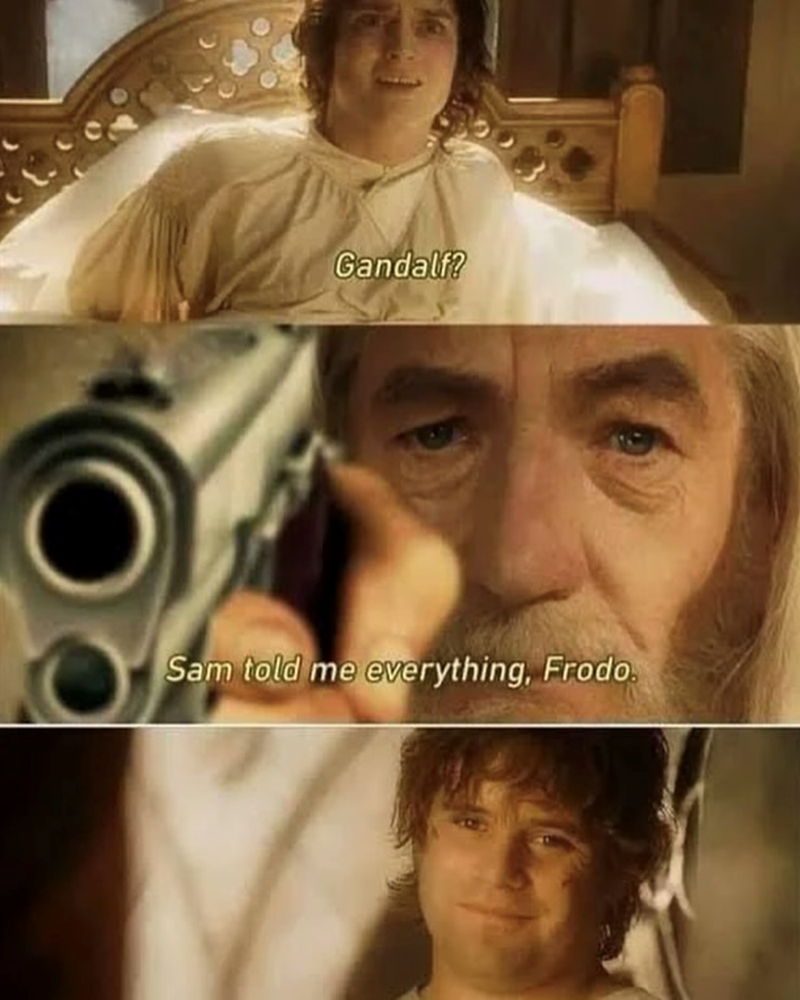 Gandalf? Sam told me everything, Frodo.