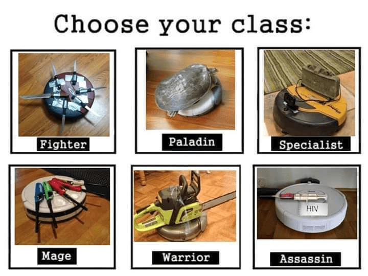 Choose your class: Fighter Paladin Specialist HIV Mage Warrior Assassin
