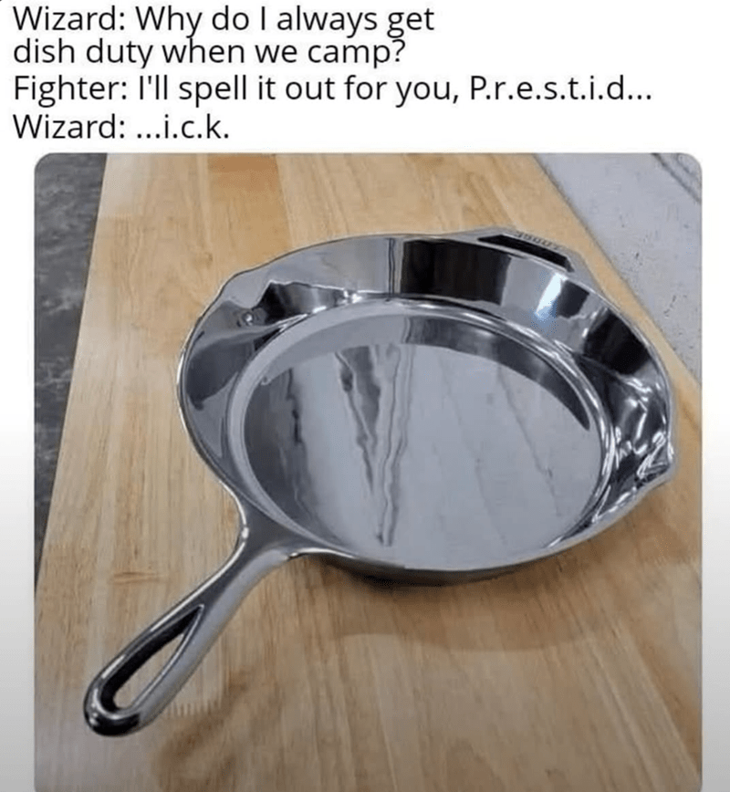 Dish duty meme between wizard and fighter.