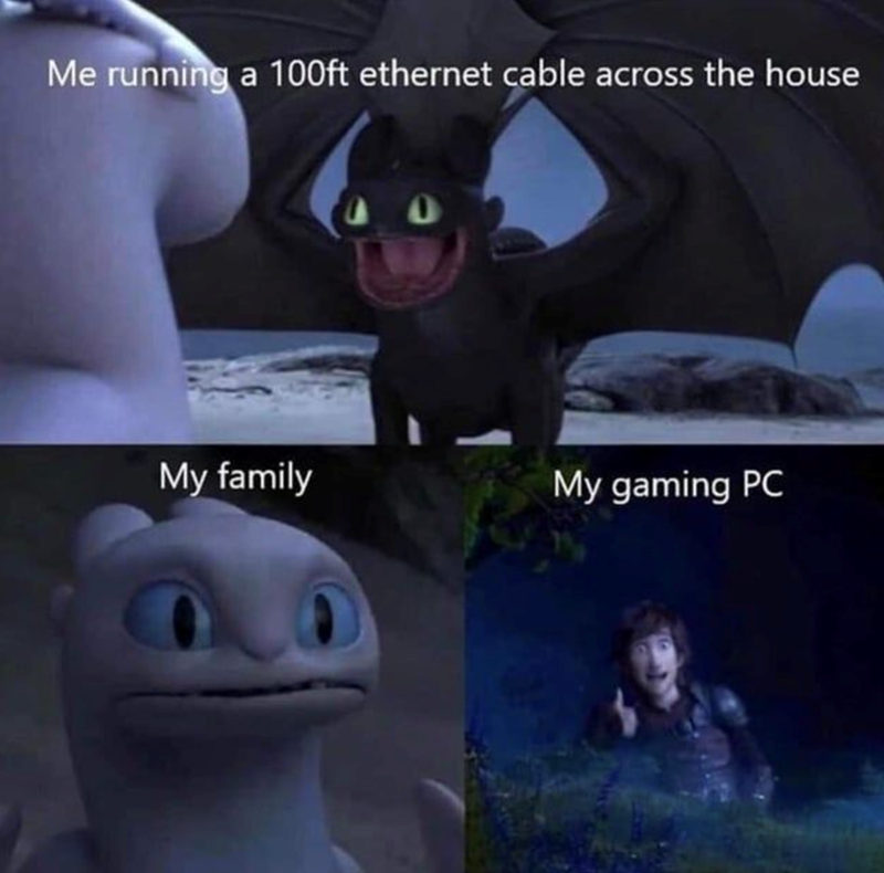 Me running a 100ft ethernet cable across the house