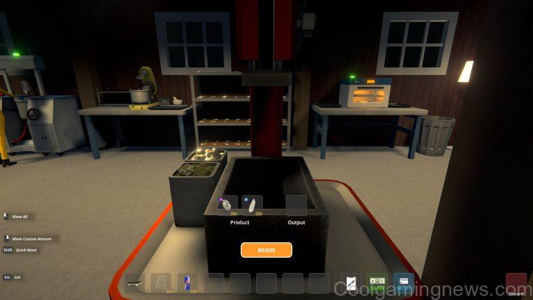 Schedule 1 brick press - Stocking up the press with product.