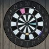 A dart board with different colored sections
