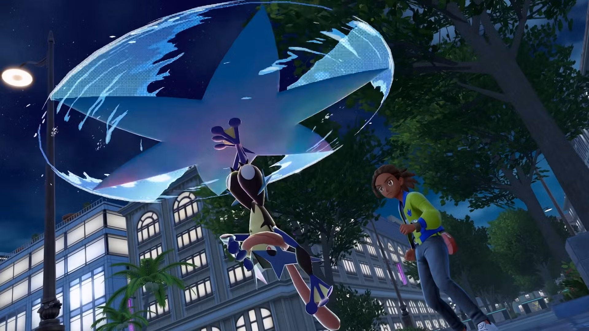 Mega Greninja alongside its trainer - Pokemon Legends Z-A