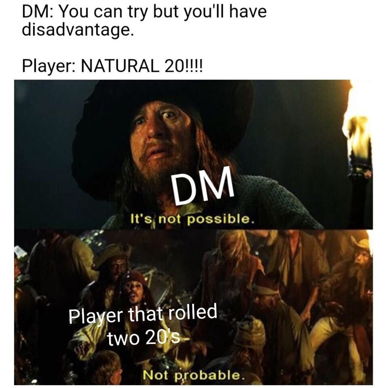 DM says disadvantage, player rolls natural 20