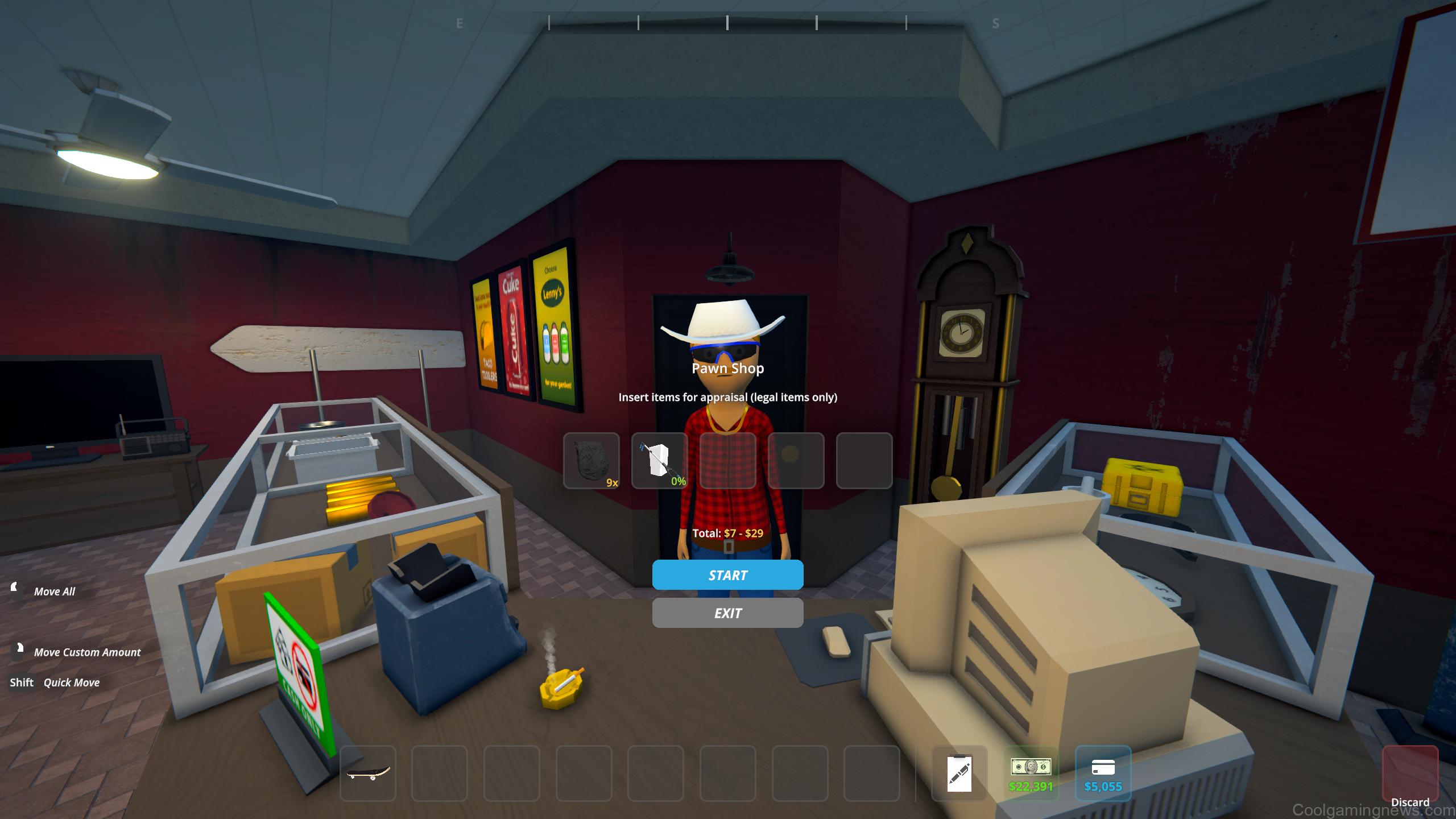 Schedule 1 pawn shop - Selling items to Mick inside the building.