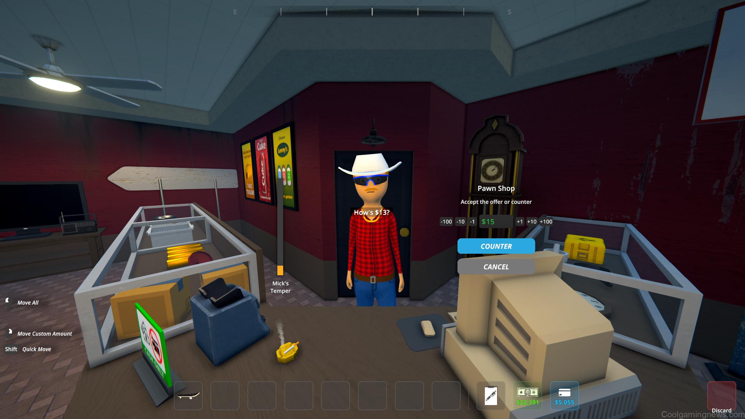 Schedule 1 pawn shop - Haggling with Mick to get a better price.