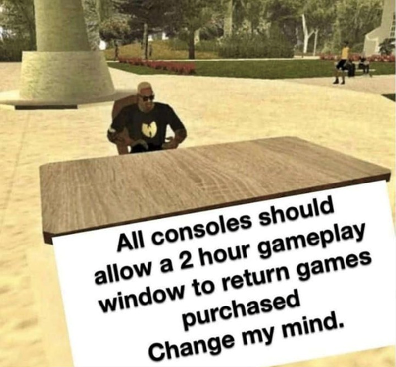 A meme about game returns