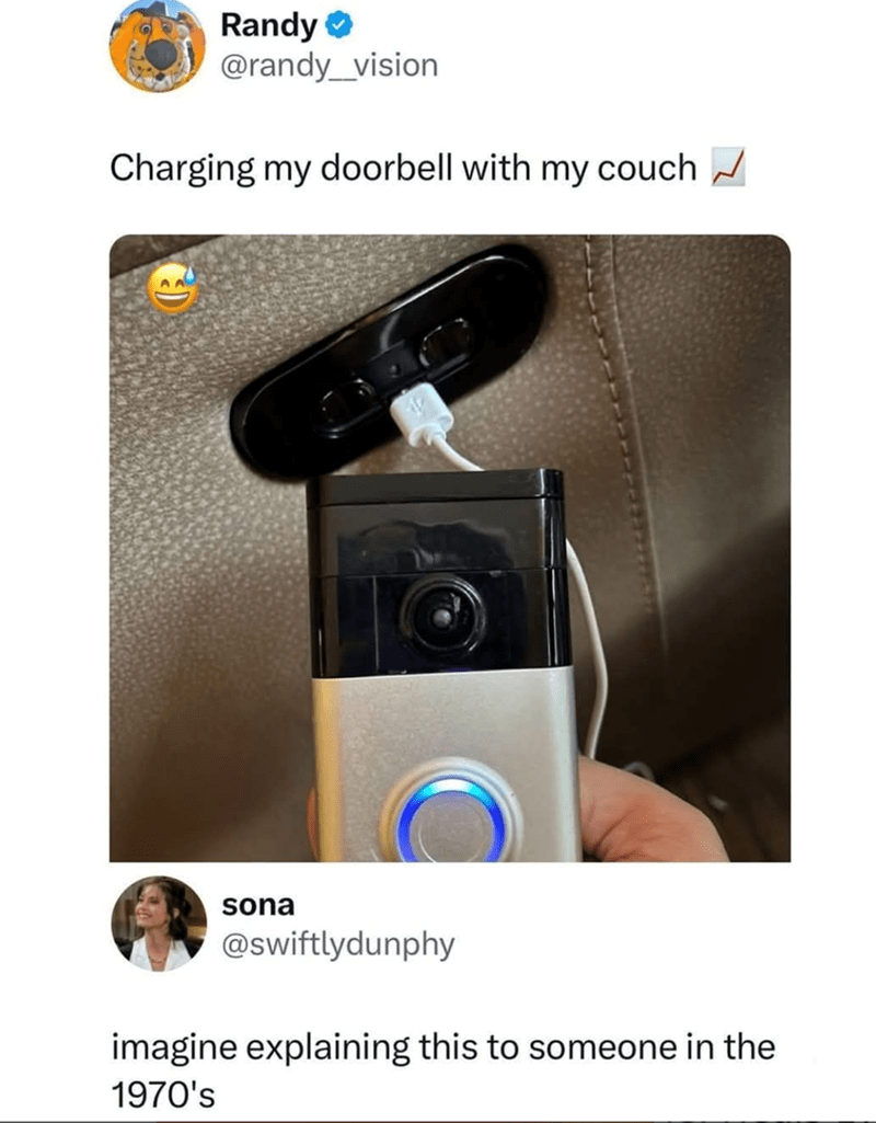 Charging my doorbell with my couch