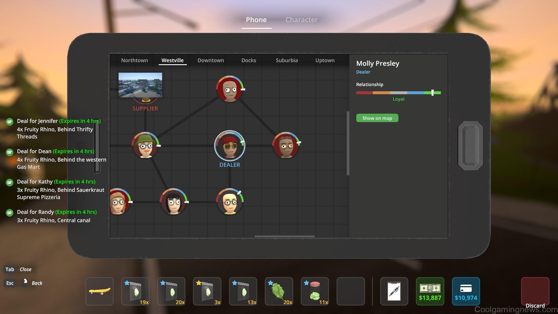 Schedule 1 - dealer map showing connections to people in town