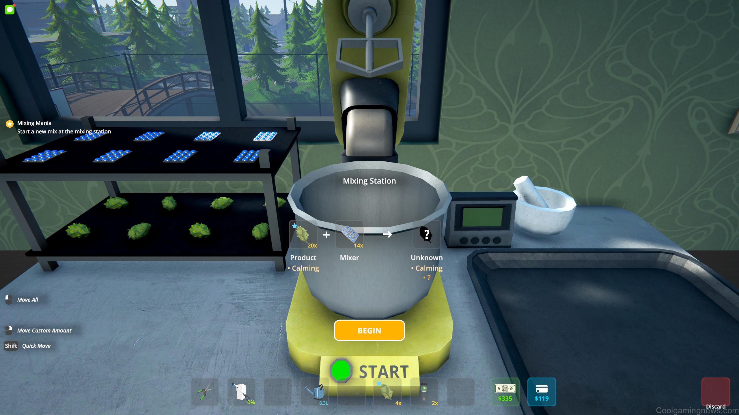 Schedule 1 Mixing Mania - The mixing machine interface showing how to make a new strain.