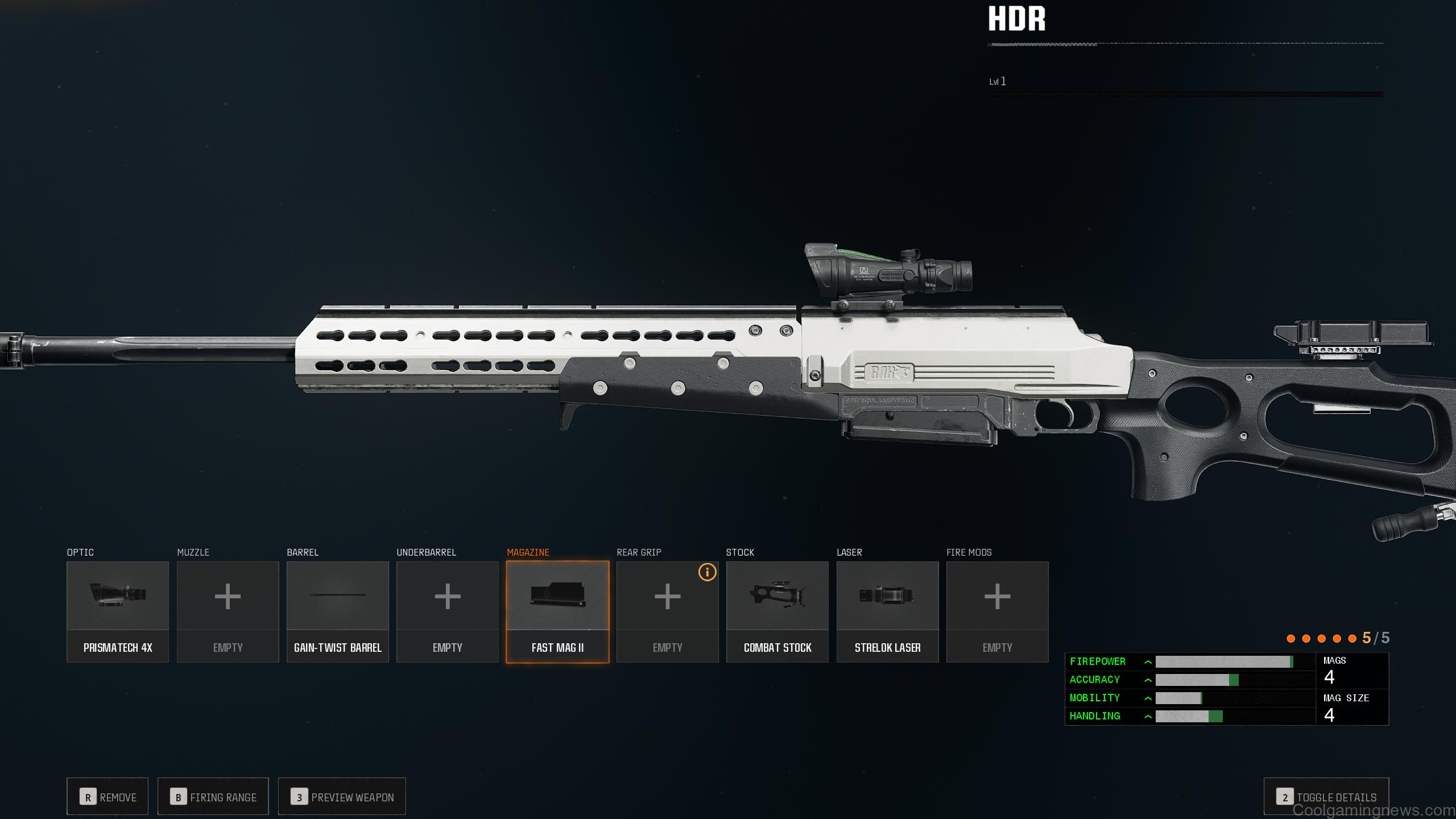 BO6 HDR loadout - A build for the sniper in the gunsmith, with various attachments equipped.