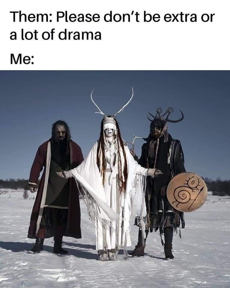 Them: Please don't be extra or a lot of drama. Me: