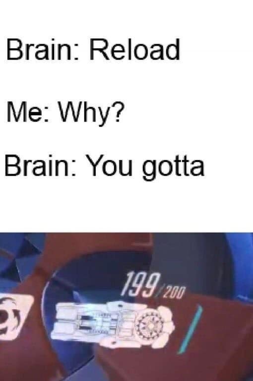 Brain: Reload Me: Why? Brain: You gotta 199/200