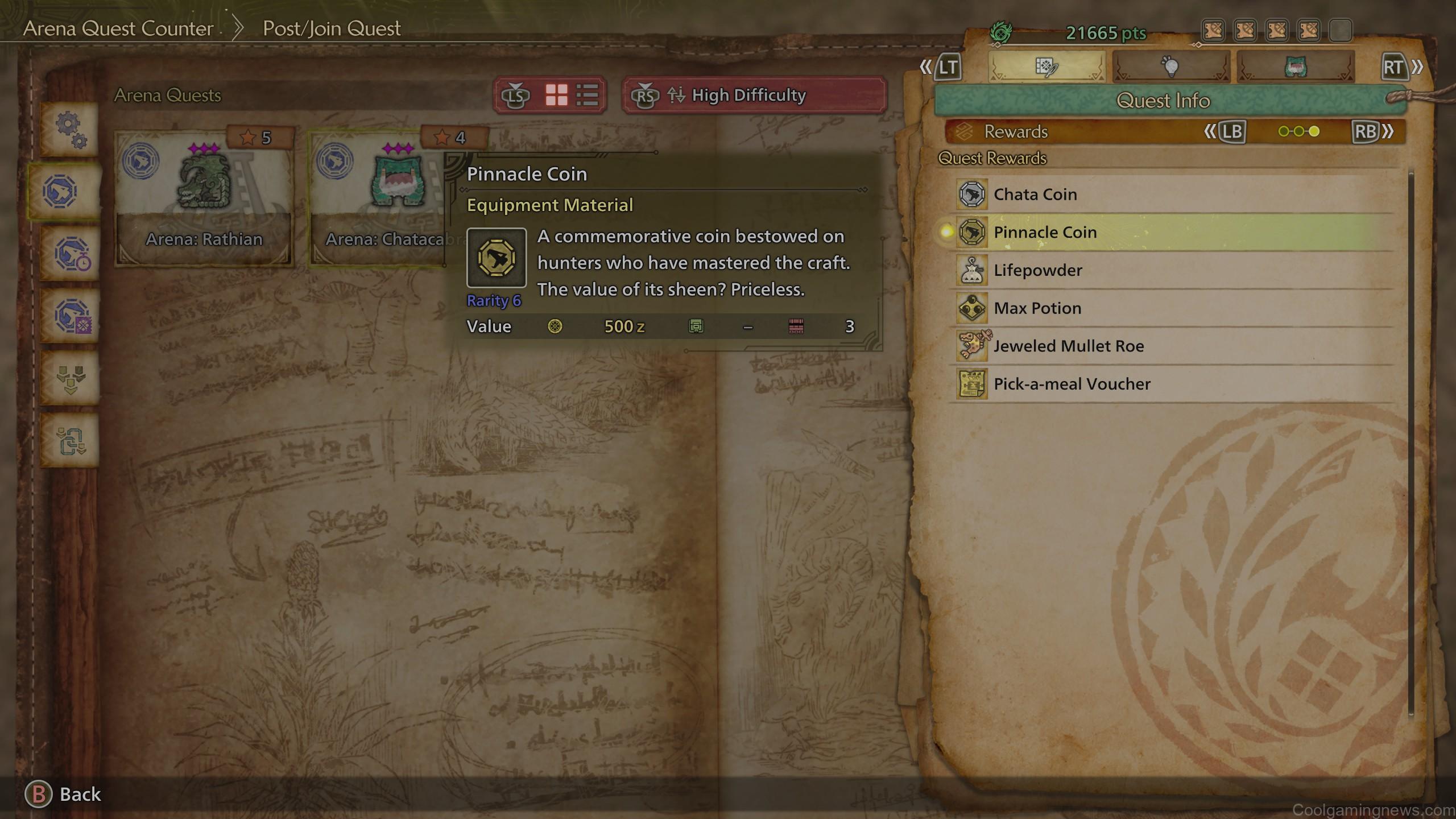 Monster Hunter Wilds Pinnacle Coin as a hunt reward